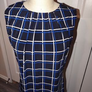 Chico's Blue and White Plaid Sleeveless Top